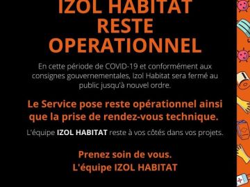 Izol habitat reste opérationnel 

Prenez soin de vous et de vos proches. 
L’équipe Izol habitat 

#covid_19 #confinement #velux #isolation